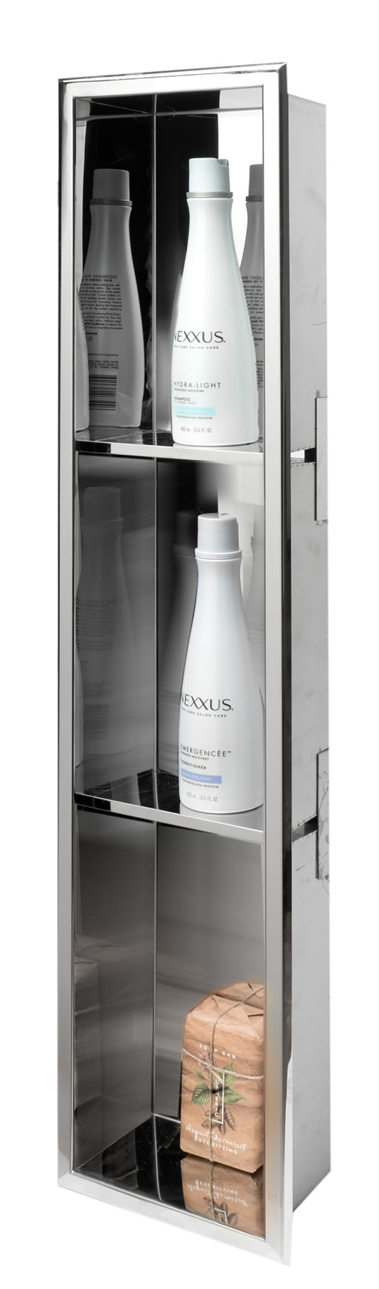 ALFI Brand - 8 x 36 Polished Stainless Steel Vertical Triple Shelf Bath Shower Niche | ABN0836-PSS