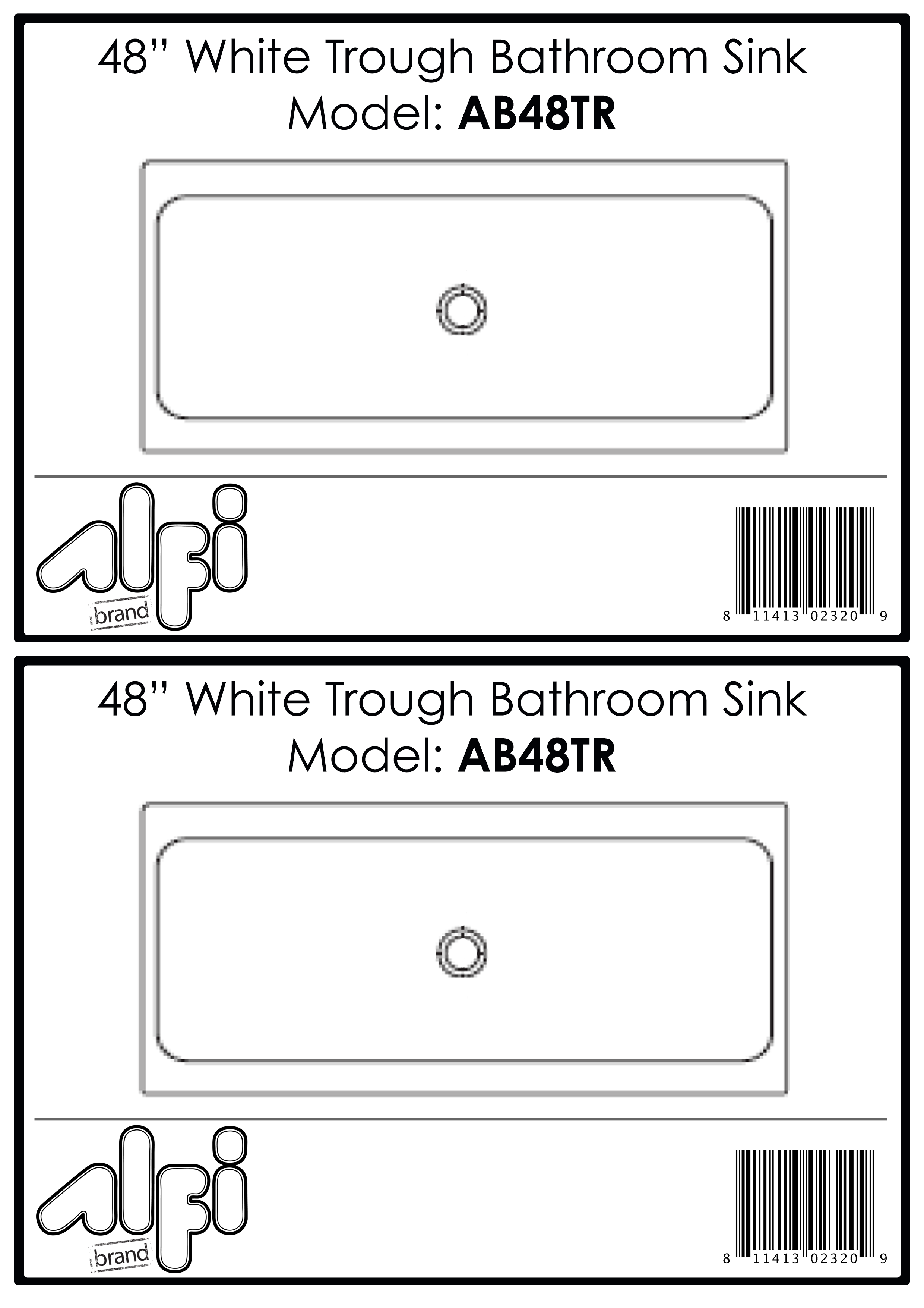 ALFI Brand - 48" White Above Mount Fireclay Bath Trough Sink | AB48TR ALFI Brand - 48" White Above Mount Fireclay Bath Trough Sink | AB48TR