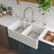 ALFI Brand - White 32" Smooth Apron Double Bowl Fireclay Farmhouse Kitchen Sink | AB538-W