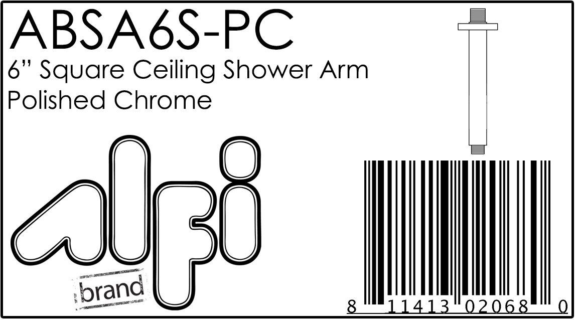 ALFI Brand - Polished Chrome 6" Square Ceiling Shower Arm | ABSA6S-PC ALFI Brand - Polished Chrome 6" Square Ceiling Shower Arm | ABSA6S-PC