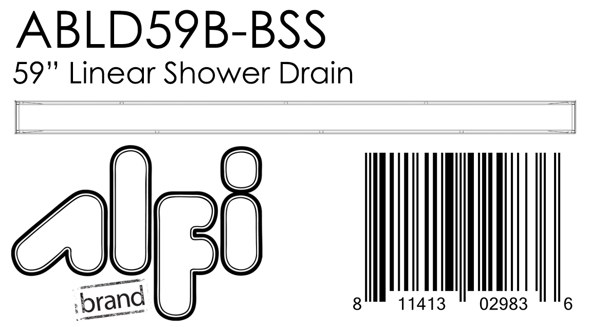 ALFI Brand - 59" Brushed Stainless Steel Linear Shower Drain with Solid Cover | ABLD59B-BSS ALFI Brand - 59" Brushed Stainless Steel Linear Shower Drain with Solid Cover | ABLD59B-BSS