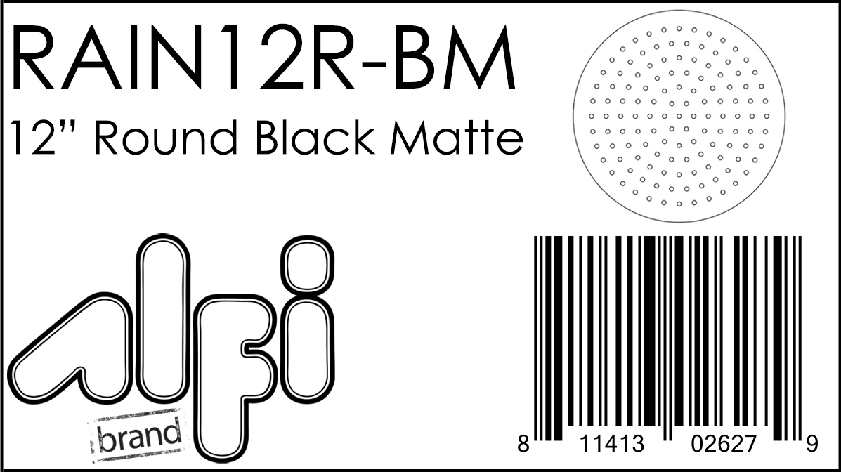 ALFI Brand - Matte Black Stainless Steel 12" Round Ultra-Thin Rain Shower Head | RAIN12R-BM ALFI Brand - Matte Black Stainless Steel 12" Round Ultra-Thin Rain Shower Head | RAIN12R-BM