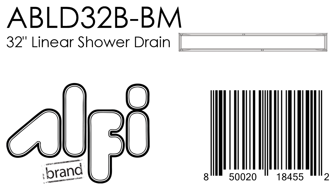 ALFI Brand - 32" Black Matte Stainless Steel Linear Shower Drain with Solid Cover | ABLD32B-BM ALFI Brand - 32" Black Matte Stainless Steel Linear Shower Drain with Solid Cover | ABLD32B-BM