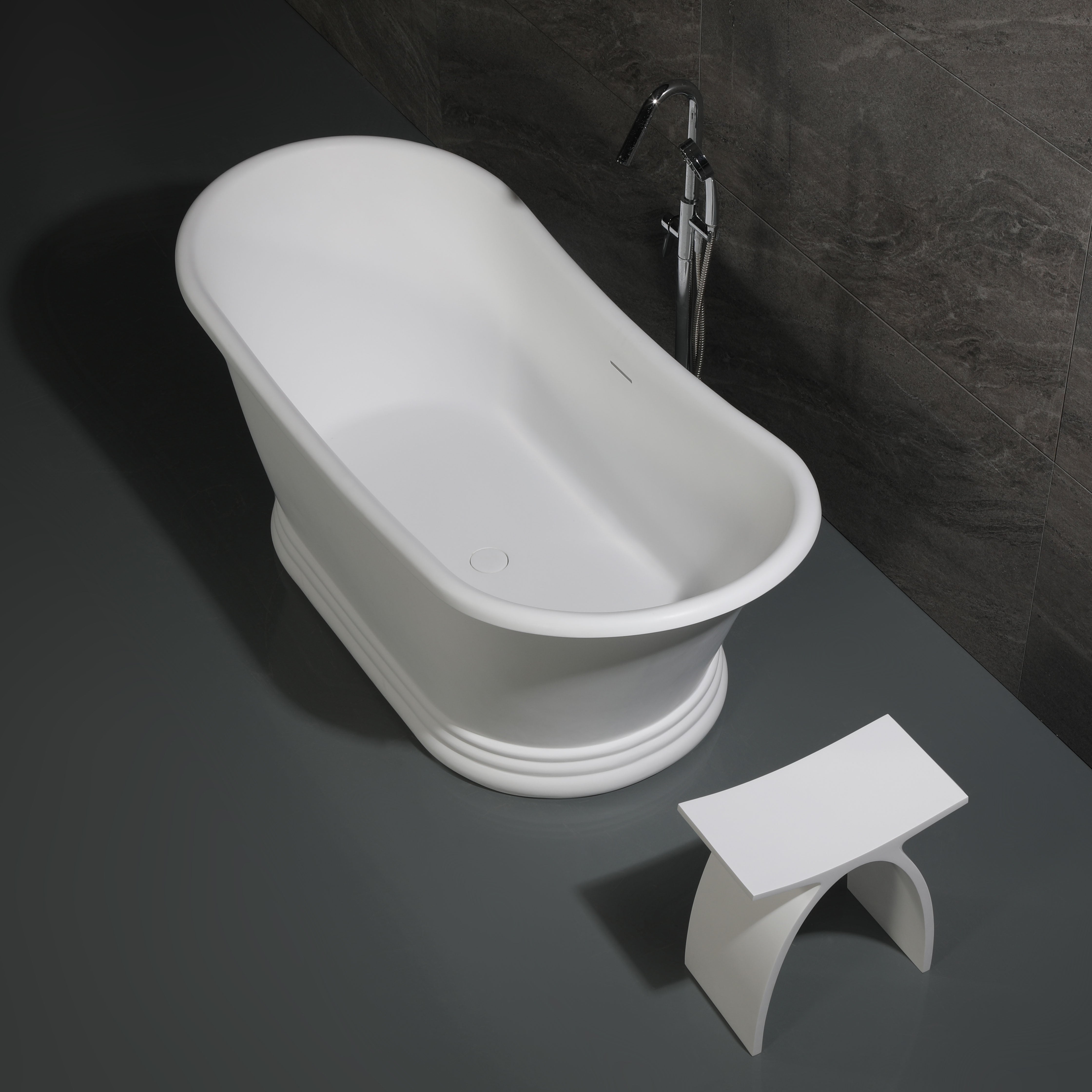 ALFI Brand - Arched White Matte Solid Surface Resin Bathroom / Shower Stool | ABST77 ALFI Brand - Arched White Matte Solid Surface Resin Bathroom / Shower Stool | ABST77