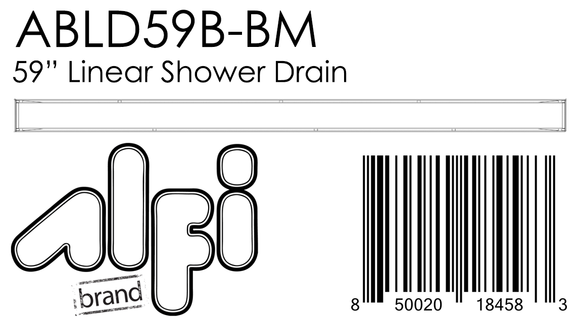 ALFI Brand - 59" Black Matte Stainless Steel Linear Shower Drain with Solid Cover | ABLD59B-BM ALFI Brand - 59" Black Matte Stainless Steel Linear Shower Drain with Solid Cover | ABLD59B-BM