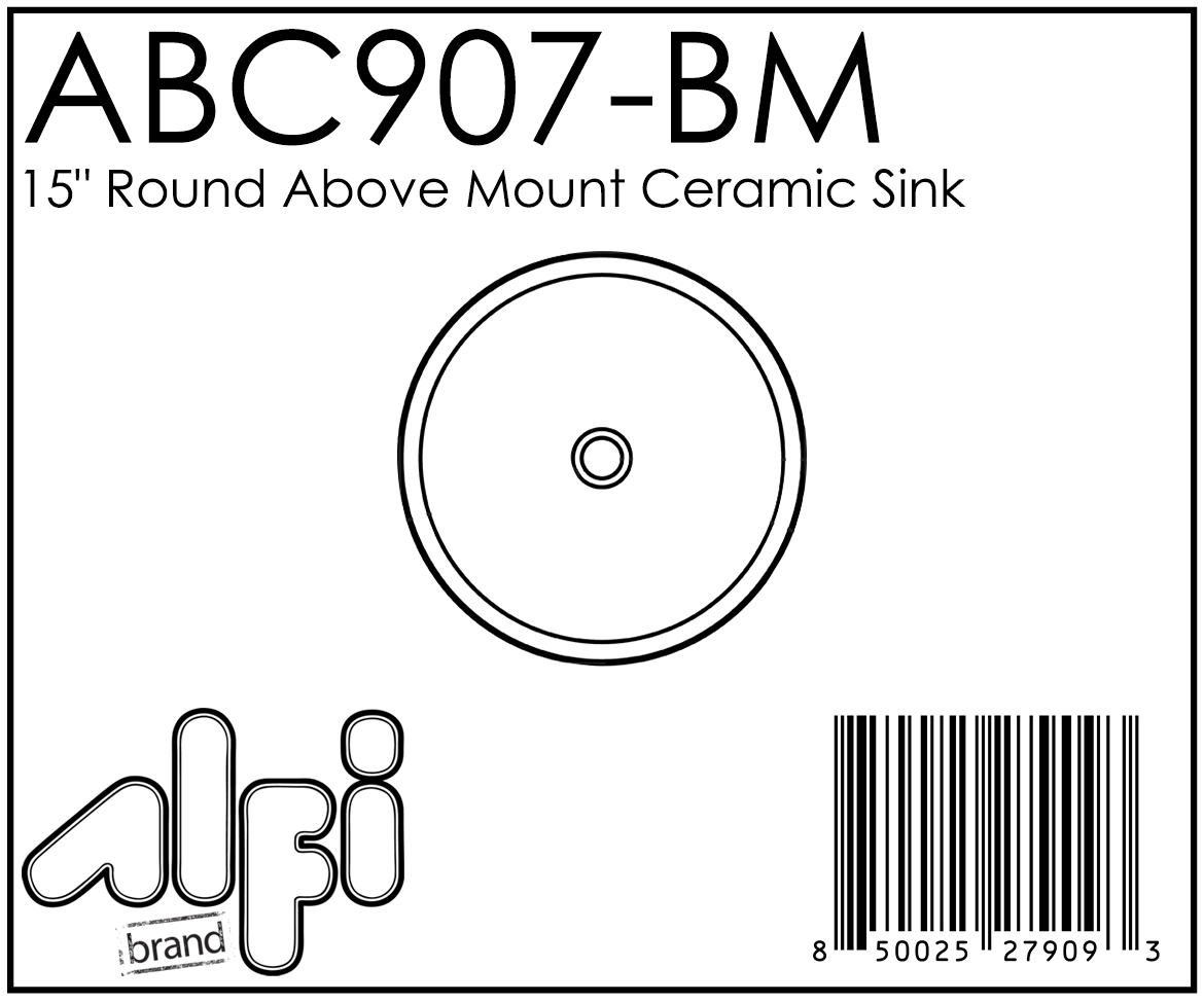 ALFI Brand - Black Matte 15" Round Above Mount Ceramic Sink | ABC907-BM ALFI Brand - Black Matte 15" Round Above Mount Ceramic Sink | ABC907-BM