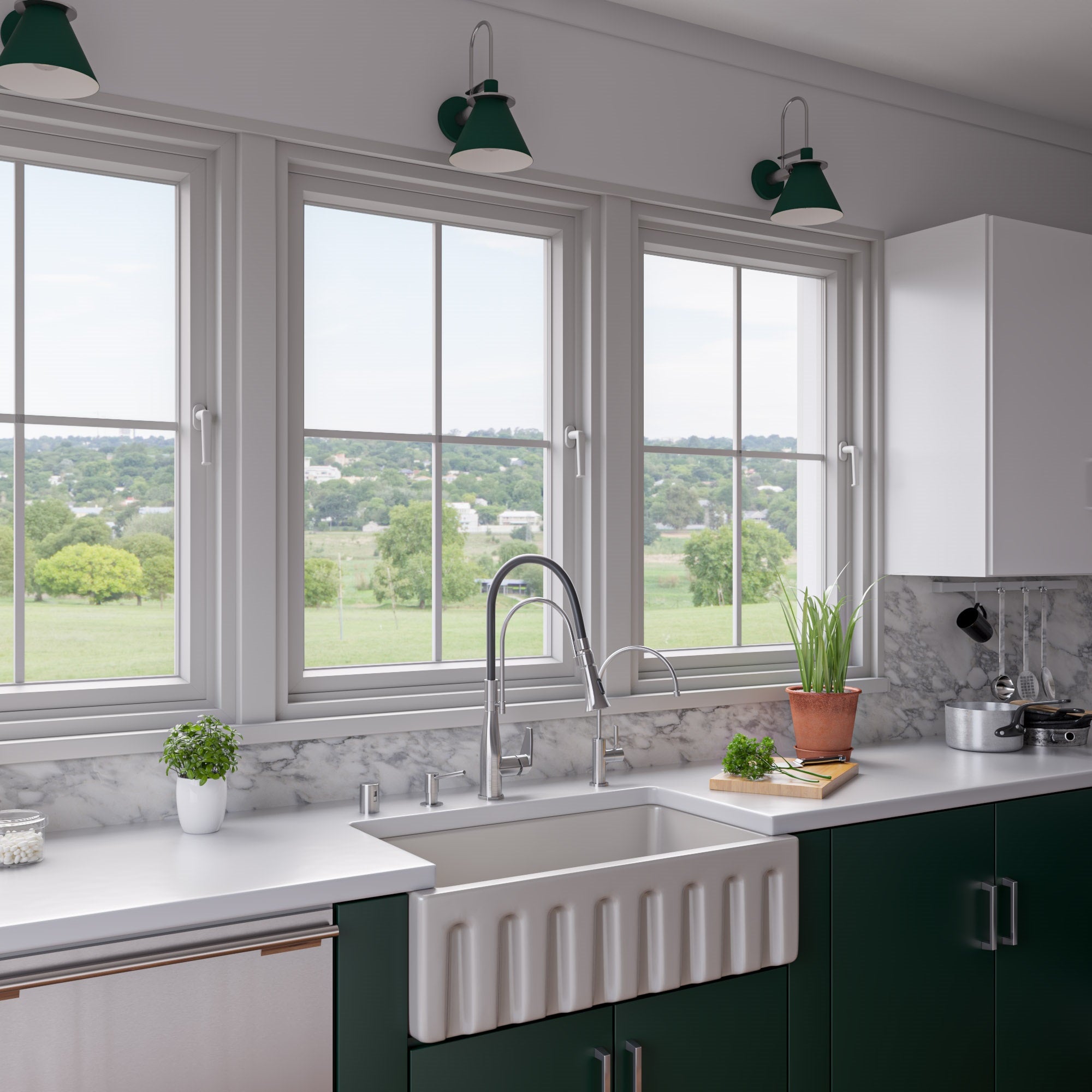 ALFI Brand - Biscuit 33" x 18" Reversible Fluted / Smooth Fireclay Farm Sink | AB3318HS-B ALFI Brand - Biscuit 33" x 18" Reversible Fluted / Smooth Fireclay Farm Sink | AB3318HS-B