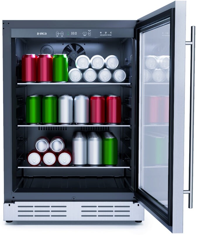 Elica - Single Door, Single Zone, Beverage Center, 23 7/16" W x 22 7/16" D x 33-34" H, 4.8 cu/ft - Undercounter Refrigerator | EBS51SS1 Elica - Single Door, Single Zone, Beverage Center, 23 7/16" W x 22 7/16" D x 33-34" H, 4.8 cu/ft - Undercounter Refrigerator | EBS51SS1