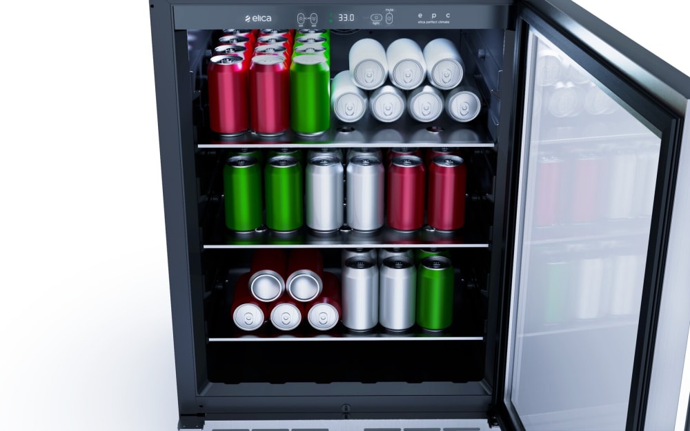 Elica - Single Door, Single Zone, Beverage Center, 23 7/16" W x 22 7/16" D x 33-34" H, 4.8 cu/ft - Undercounter Refrigerator | EBS51SS1 Elica - Single Door, Single Zone, Beverage Center, 23 7/16" W x 22 7/16" D x 33-34" H, 4.8 cu/ft - Undercounter Refrigerator | EBS51SS1