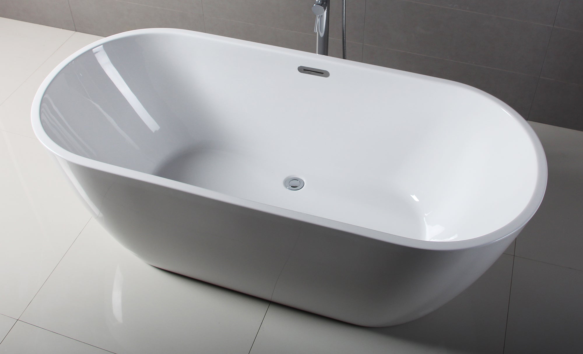 ALFI Brand - 67 inch White Oval Acrylic Free Standing Soaking Bathtub | AB8839 ALFI Brand - 67 inch White Oval Acrylic Free Standing Soaking Bathtub | AB8839