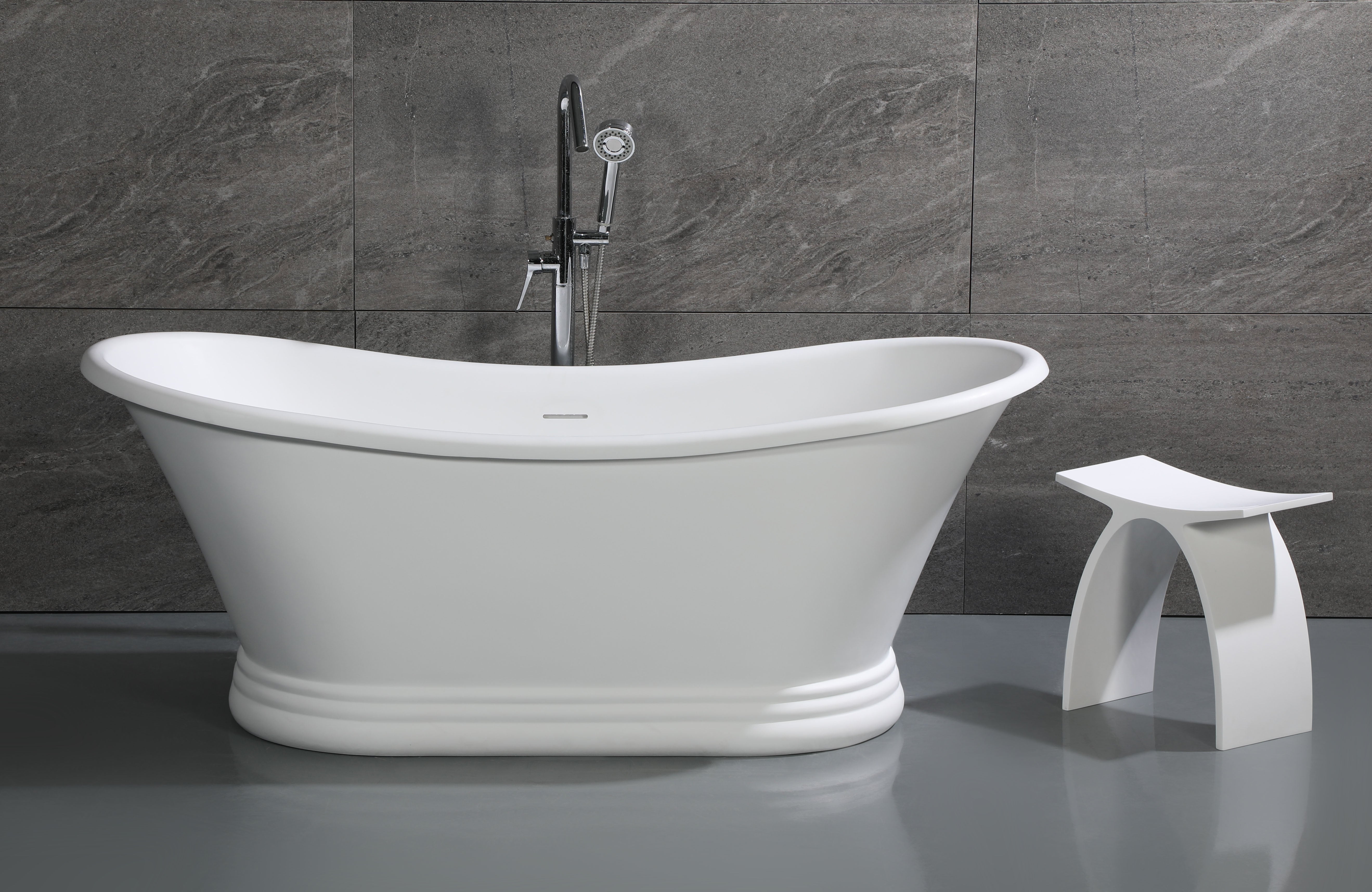 ALFI Brand - Arched White Matte Solid Surface Resin Bathroom / Shower Stool | ABST77 ALFI Brand - Arched White Matte Solid Surface Resin Bathroom / Shower Stool | ABST77