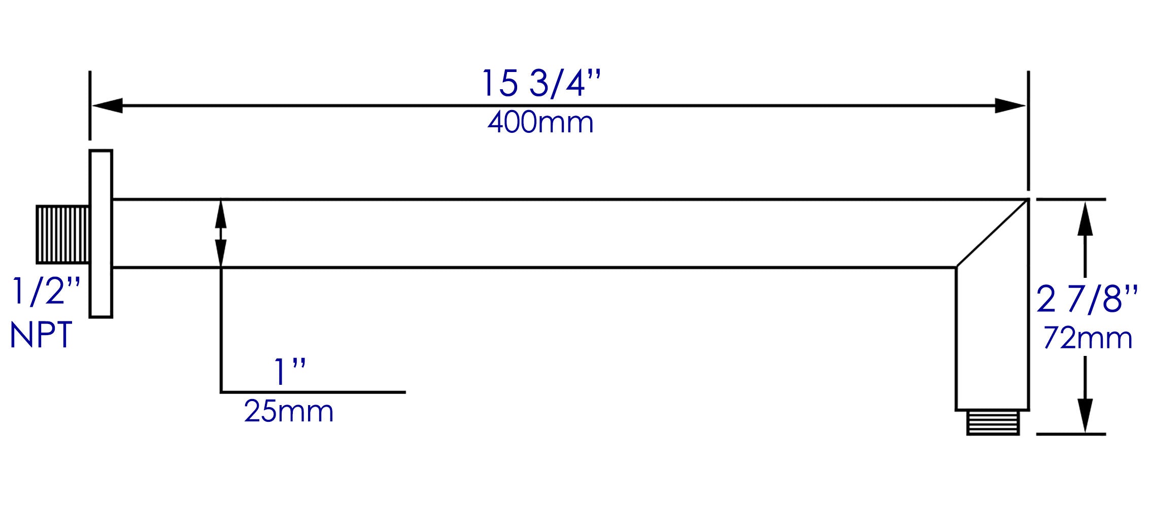 ALFI Brand - Brushed Nickel 16" Square Wall Shower Arm | ABSA16S-BN ALFI Brand - Brushed Nickel 16" Square Wall Shower Arm | ABSA16S-BN