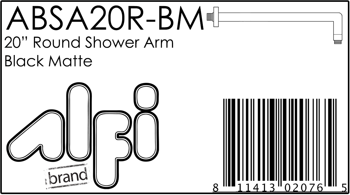 ALFI Brand - Black Matte 20" Round Wall Shower Arm | ABSA20R-BM ALFI Brand - Black Matte 20" Round Wall Shower Arm | ABSA20R-BM