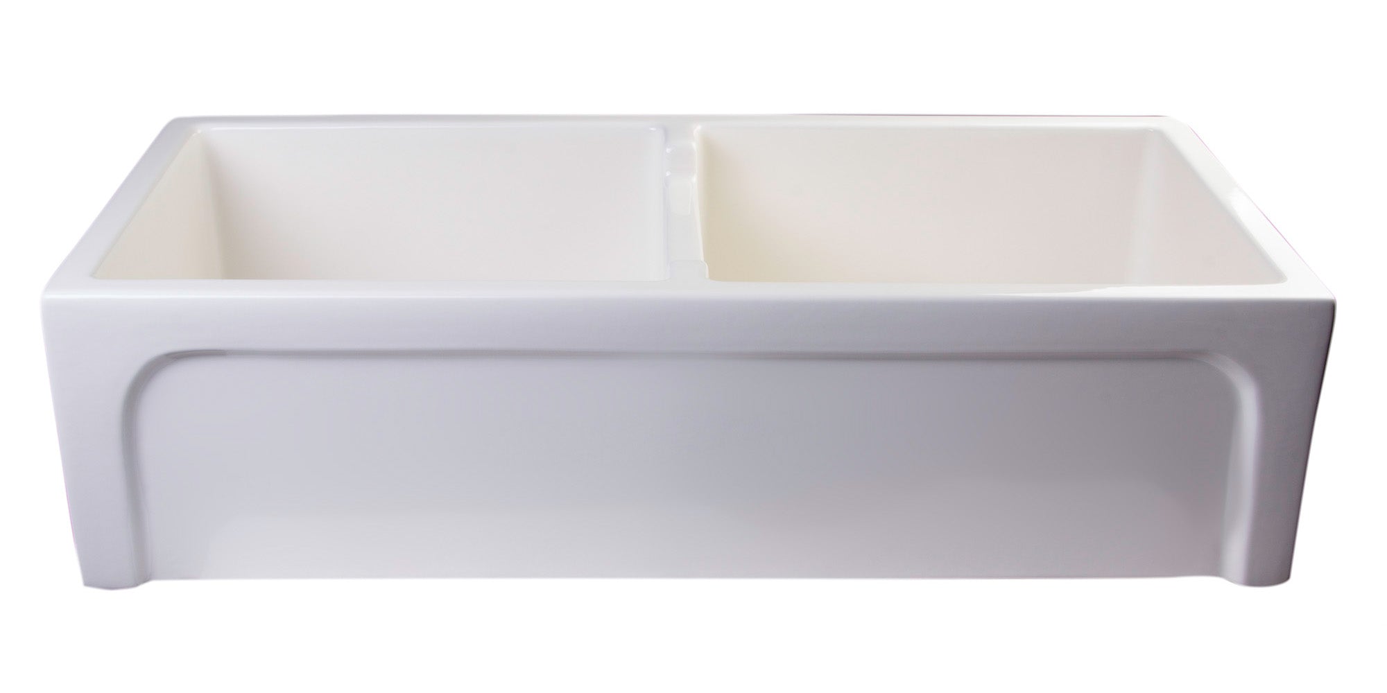 ALFI Brand - 39" Biscuit Arched Apron Thick Wall Fireclay Double Bowl Farm Sink | AB3918ARCH-B ALFI Brand - 39" Biscuit Arched Apron Thick Wall Fireclay Double Bowl Farm Sink | AB3918ARCH-B