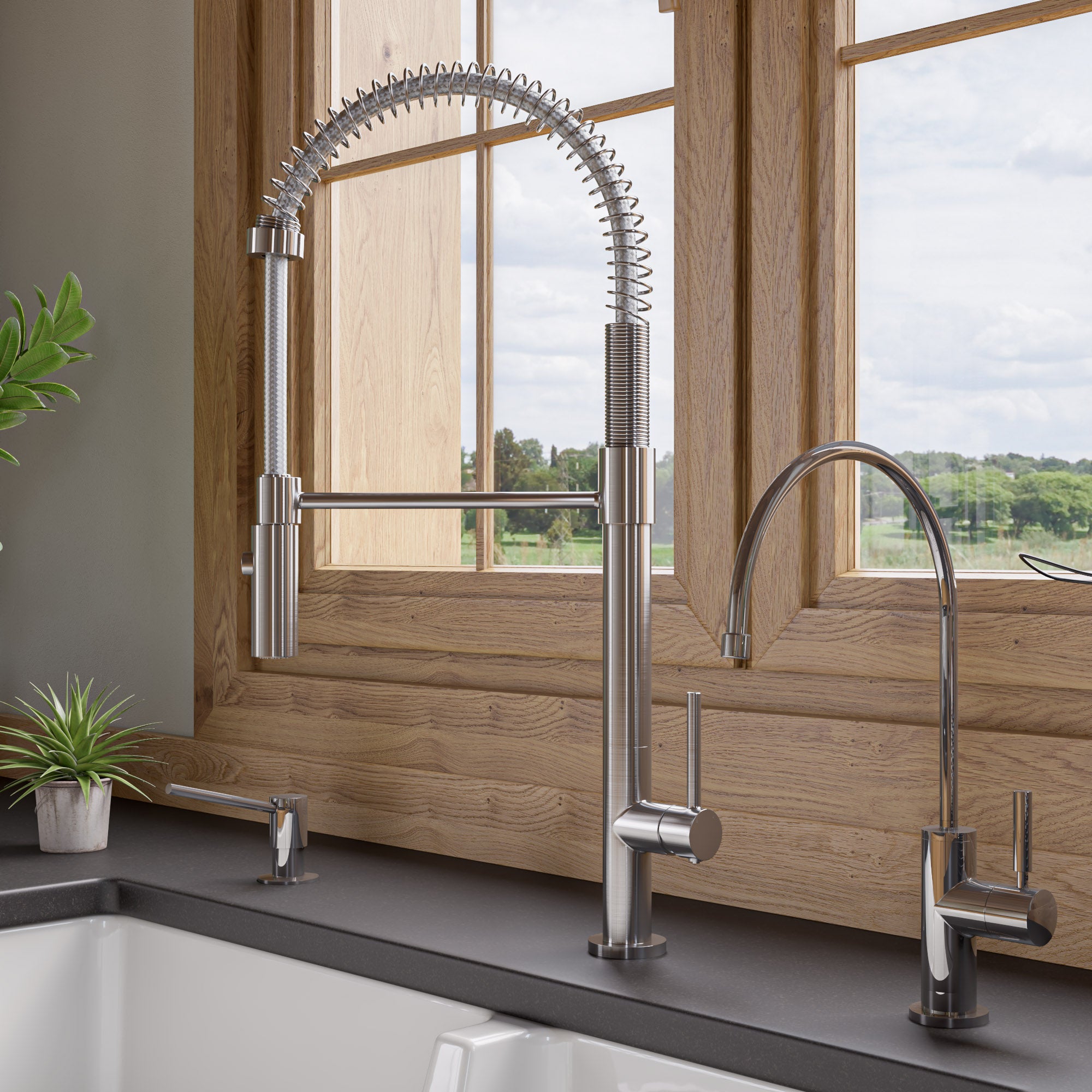 ALFI Brand - Brushed Nickel Commercial Spring Kitchen Faucet | ABKF3732-BN ALFI Brand - Brushed Nickel Commercial Spring Kitchen Faucet | ABKF3732-BN