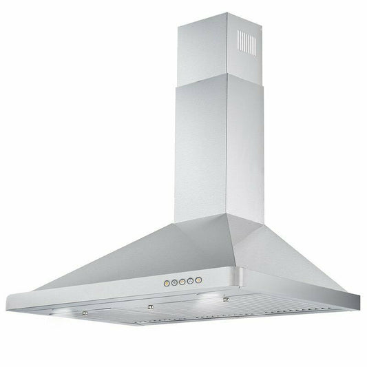 Cosmo - 36 in. Ductless Wall Mount Range Hood in Stainless Steel with LED Lighting and Carbon Filter Kit for Recirculating | COS-63190S-DL