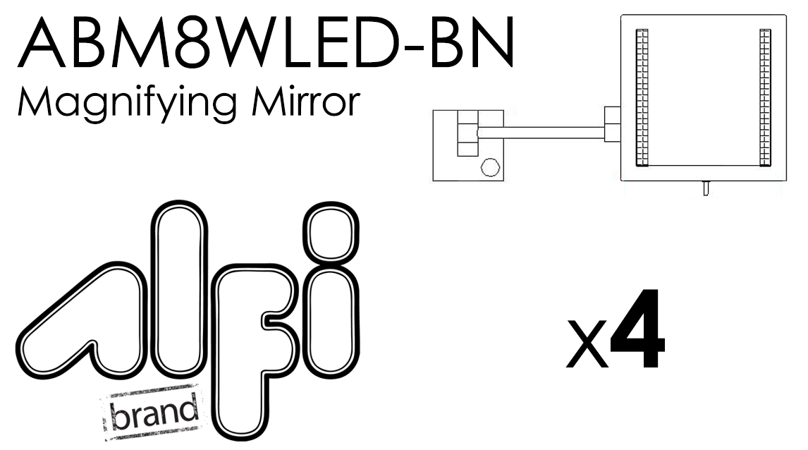 ALFI Brand - Brushed Nickel Wall Mount Square 8" 5x Magnifying Cosmetic Mirror with Light | ABM8WLED-BN ALFI Brand - Brushed Nickel Wall Mount Square 8" 5x Magnifying Cosmetic Mirror with Light | ABM8WLED-BN