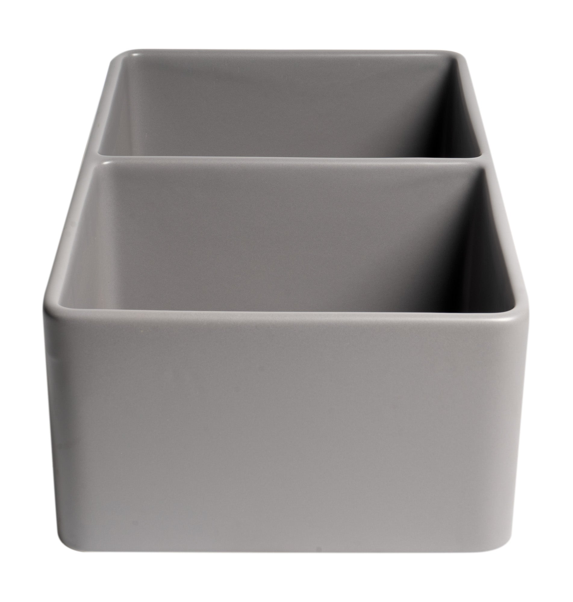 ALFI Brand - Gray Matte Smooth Apron 33" x 18" Double Bowl Fireclay Farm Sink | ABF3318D-GM ALFI Brand - Gray Matte Smooth Apron 33" x 18" Double Bowl Fireclay Farm Sink | ABF3318D-GM
