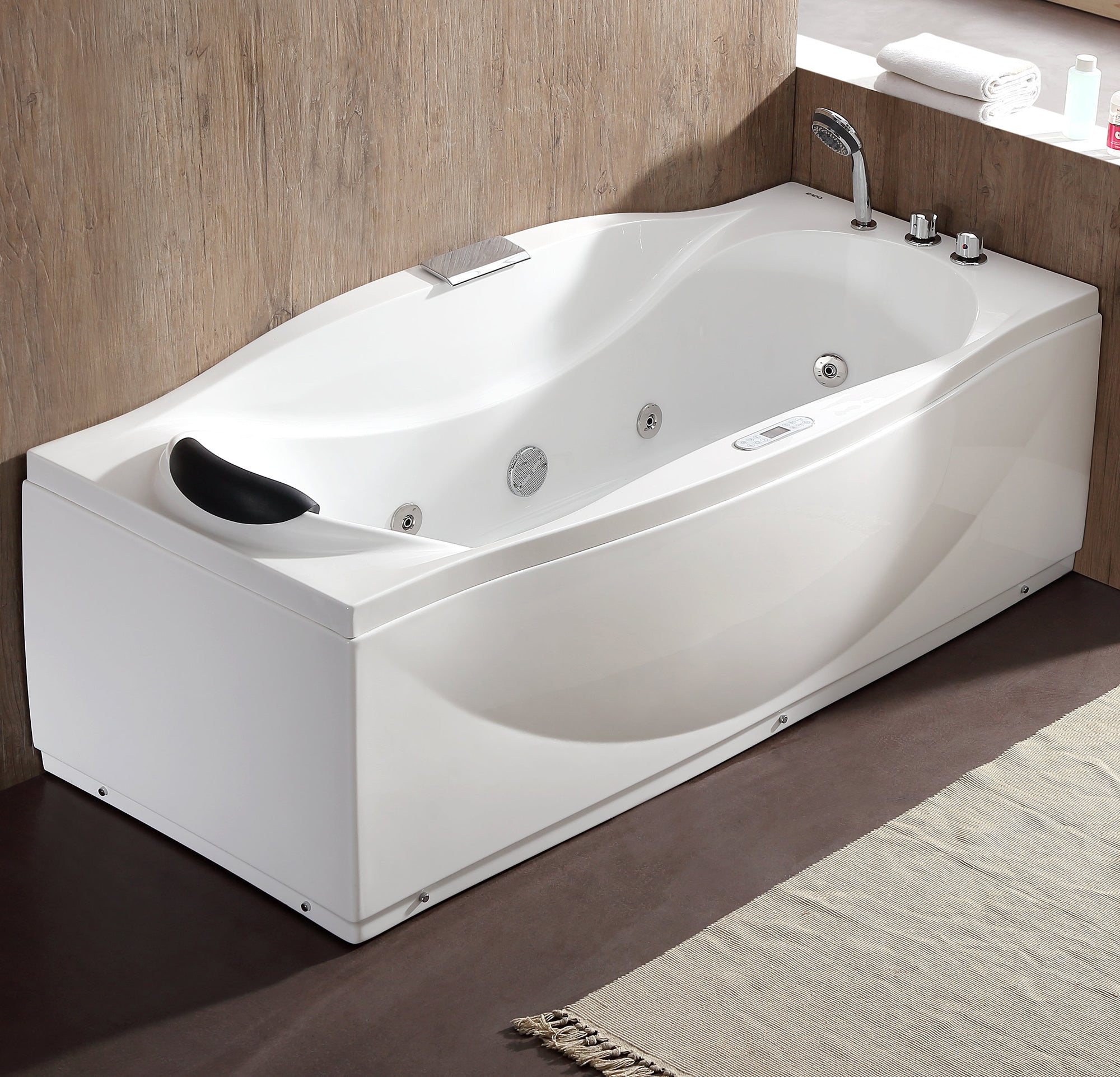 EAGO - 6 ft Right Drain Acrylic White Whirlpool Bathtub w Fixtures | AM189ETL-R EAGO - 6 ft Right Drain Acrylic White Whirlpool Bathtub w Fixtures | AM189ETL-R