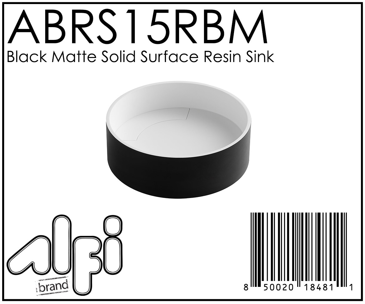 ALFI Brand - Black Matte 15" Round Solid Surface Resin Sink | ABRS15RBM ALFI Brand - Black Matte 15" Round Solid Surface Resin Sink | ABRS15RBM