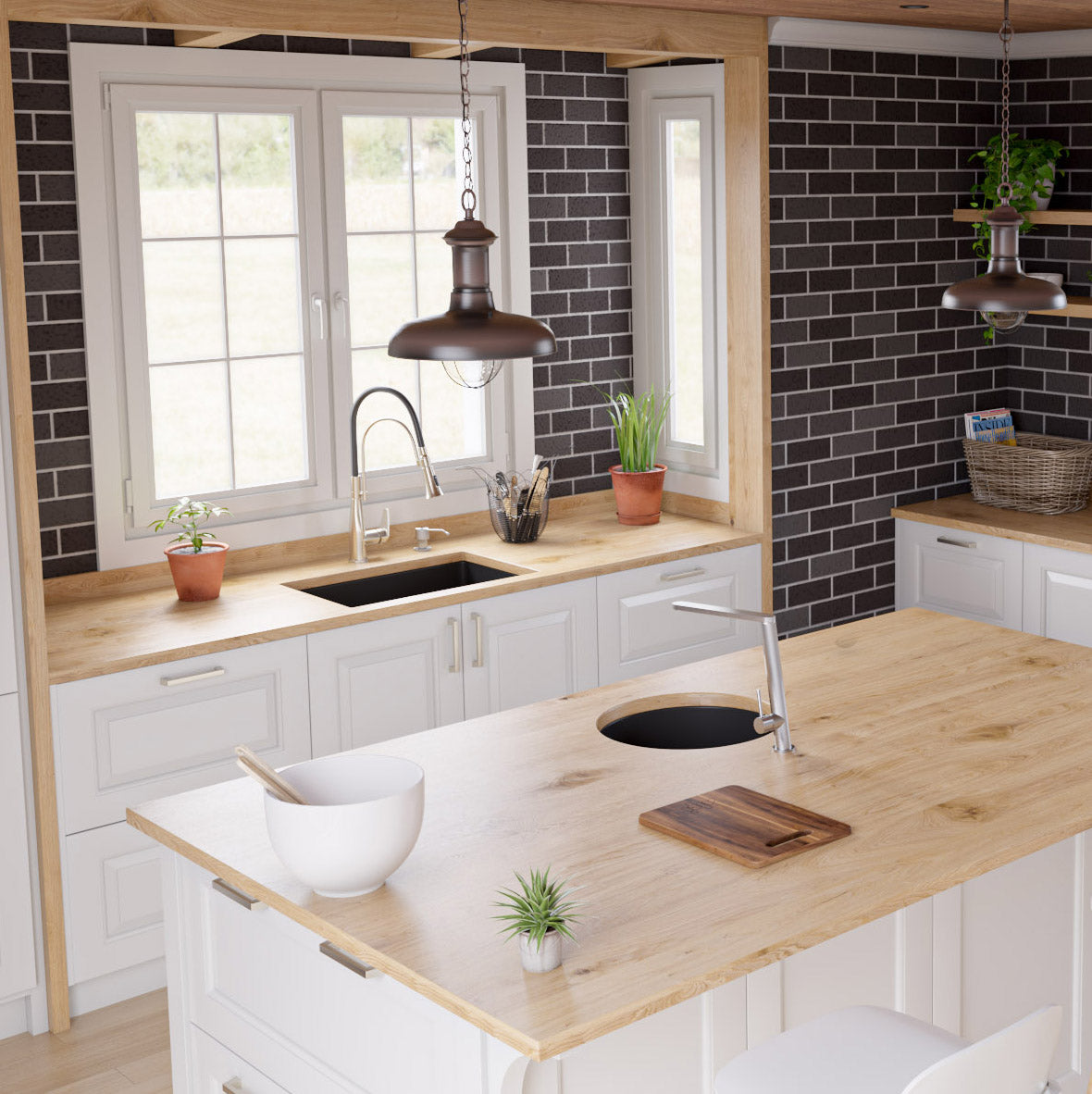 ALFI Brand - Black Matte 27" x 18" Fireclay Undermount / Drop In Firelcay Kitchen Sink | ABF2718UD-BM ALFI Brand - Black Matte 27" x 18" Fireclay Undermount / Drop In Firelcay Kitchen Sink | ABF2718UD-BM