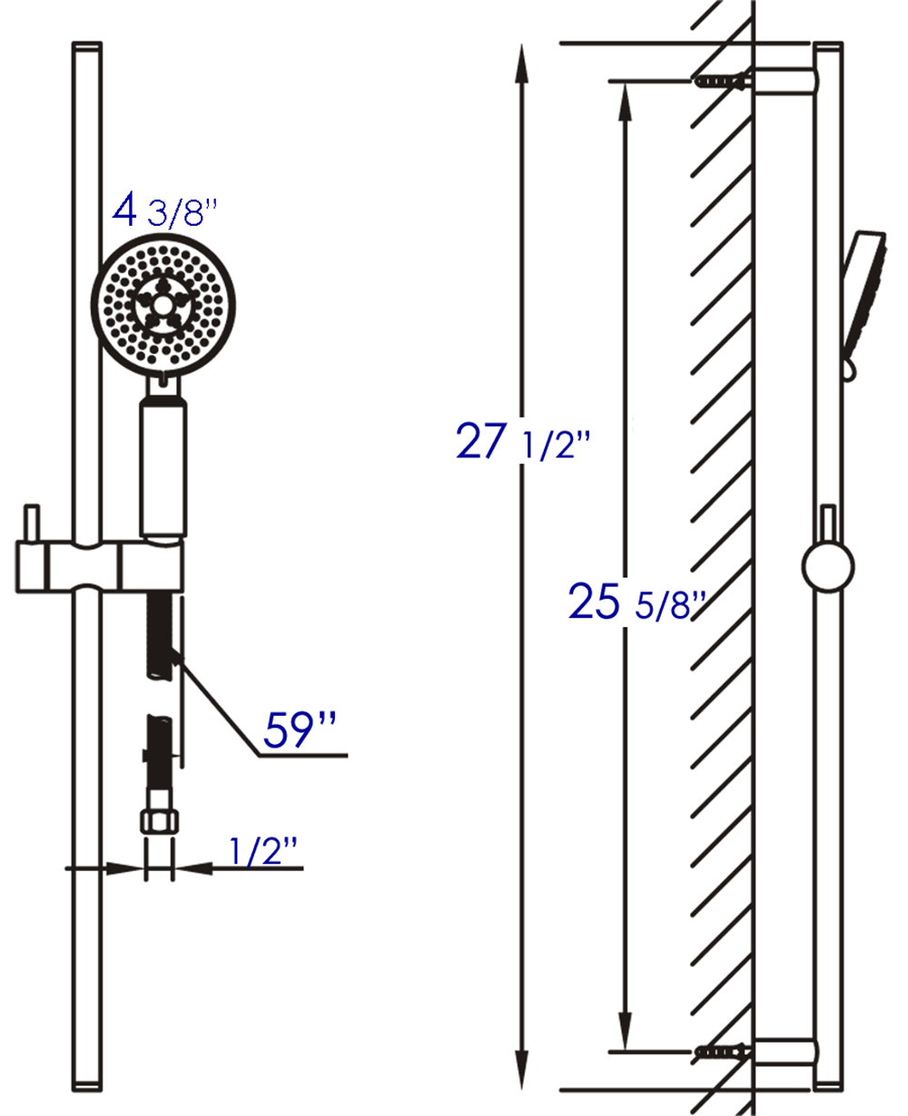 ALFI Brand - Brushed Nickel Sliding Rail Hand Held Shower Head Set with Hose | AB7938-BN ALFI Brand - Brushed Nickel Sliding Rail Hand Held Shower Head Set with Hose | AB7938-BN