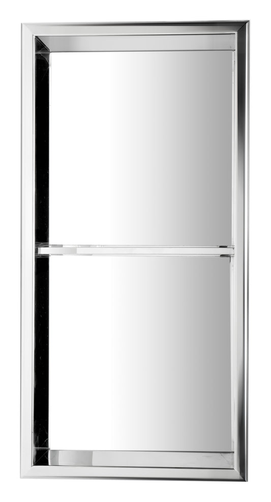 ALFI Brand - 12 x 24 Polished Stainless Steel Vertical Double Shelf Bath Shower Niche | ABN1224-PSS