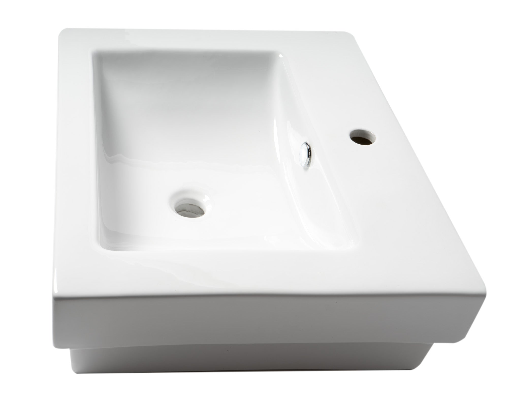 ALFI Brand - White 24" Rectangular Semi Recessed Ceramic Sink with Faucet Hole | ABC701 ALFI Brand - White 24" Rectangular Semi Recessed Ceramic Sink with Faucet Hole | ABC701