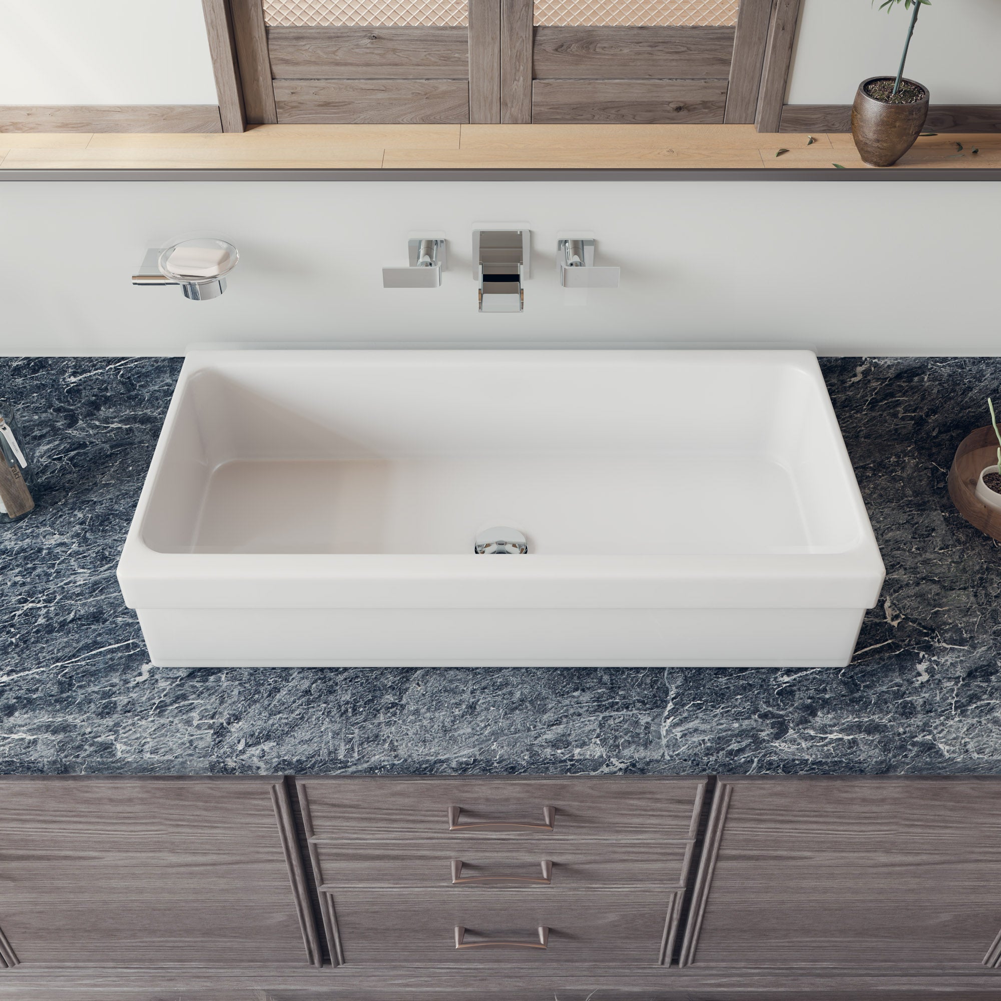 ALFI Brand - 36" White Above Mount Fireclay Bath Trough Sink | AB36TR ALFI Brand - 36" White Above Mount Fireclay Bath Trough Sink | AB36TR