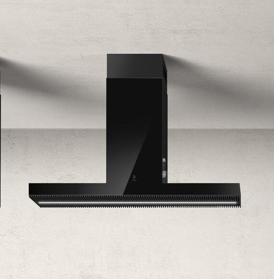 Elica - HAIKU ISLAND - Iconic - 47 1/8" W x 12 7/8" D x 3 1/8" H, Ultra Translucent Black Glass - Island Hoods | EHI648BL