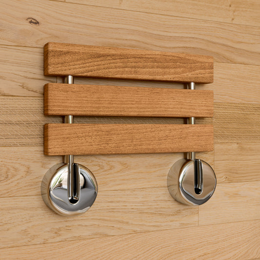 ALFI Brand - Polished Chrome 16" Folding Teak Wood Shower Seat Bench | ABS16R-PC