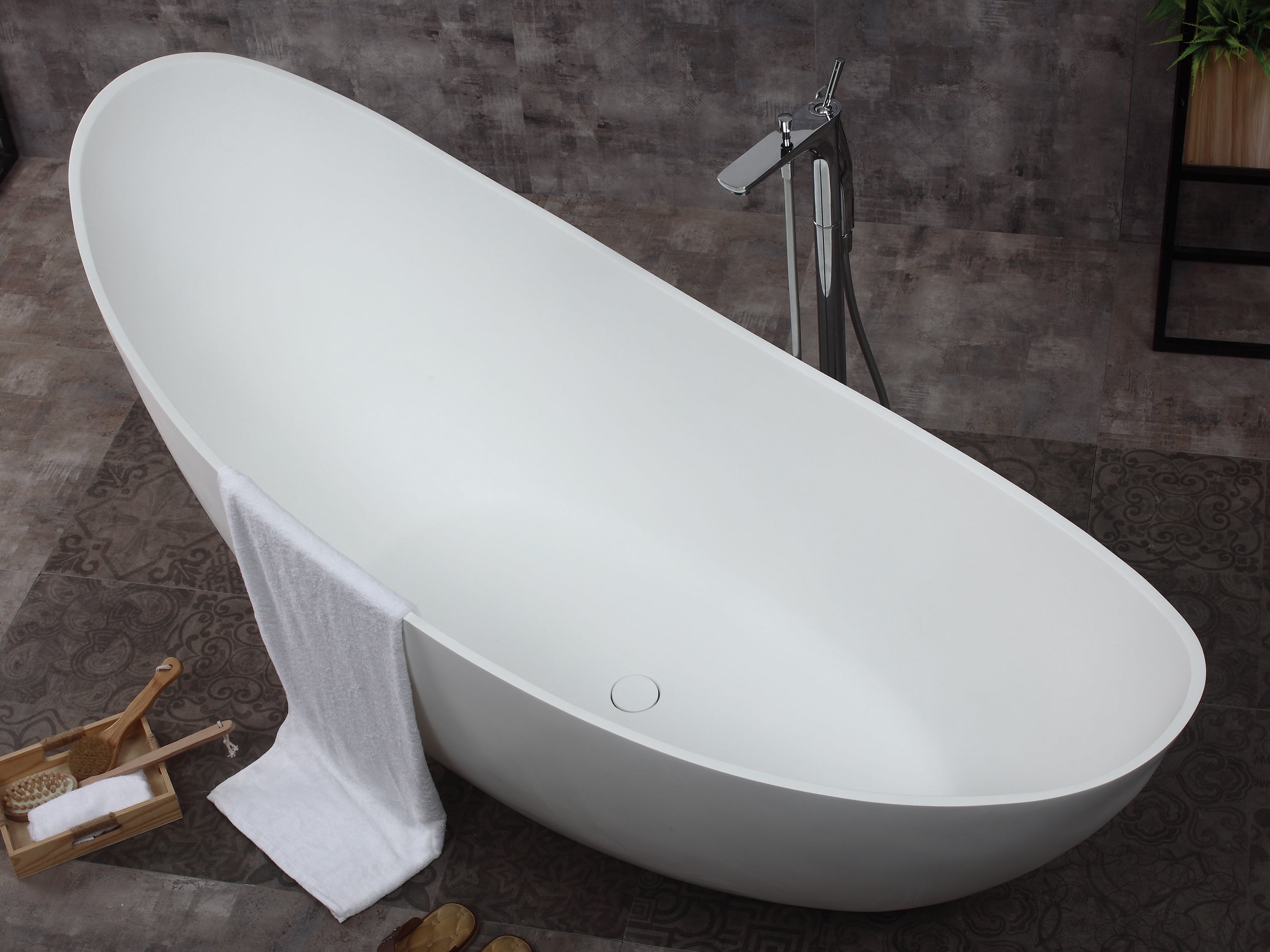 ALFI Brand - 73" White Solid Surface Smooth Resin Soaking Slipper Bathtub | AB9951 ALFI Brand - 73" White Solid Surface Smooth Resin Soaking Slipper Bathtub | AB9951
