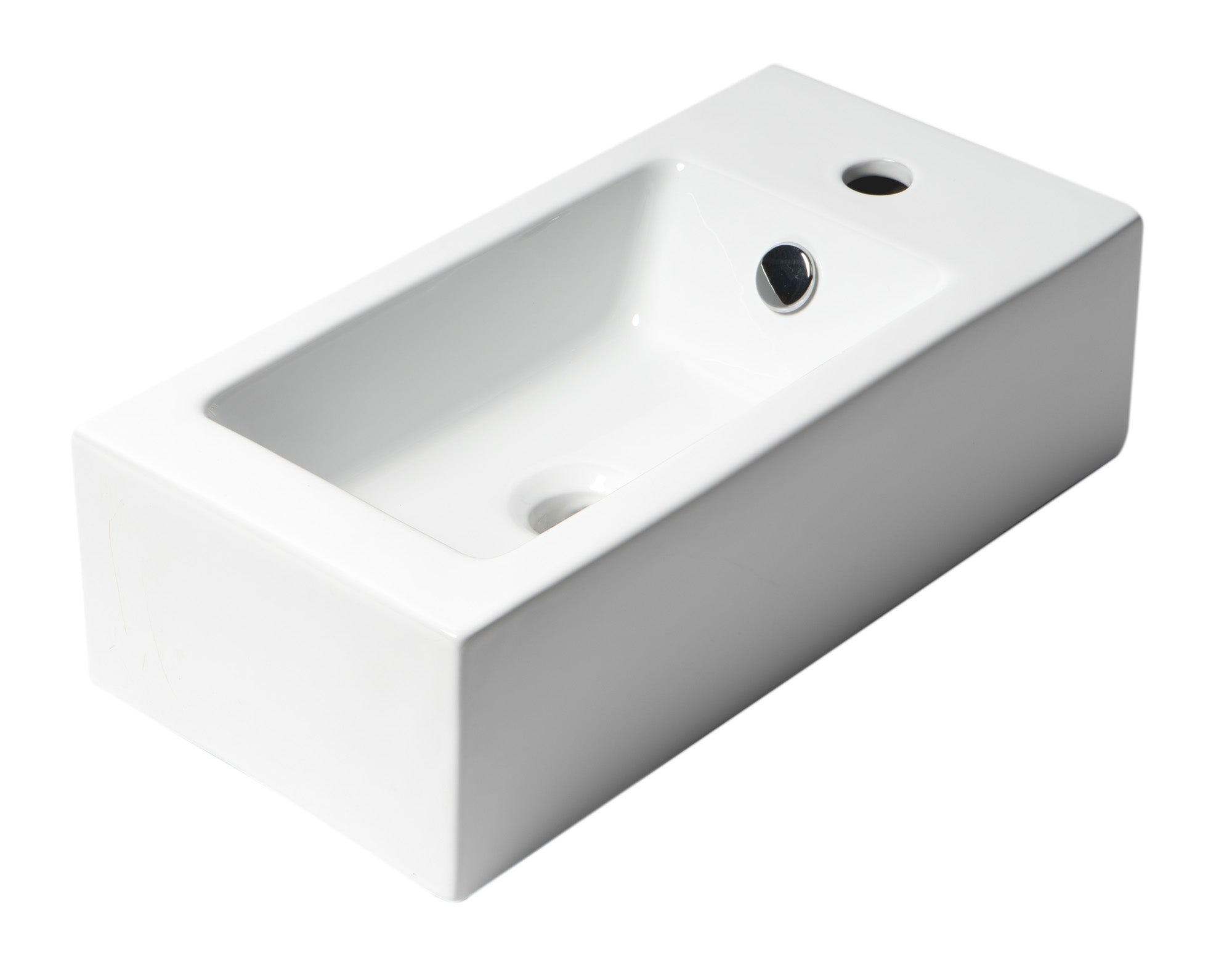 ALFI Brand - White 20" Small Rectangular Wall Mounted Ceramic Sink with Faucet Hole | ABC116 ALFI Brand - White 20" Small Rectangular Wall Mounted Ceramic Sink with Faucet Hole | ABC116