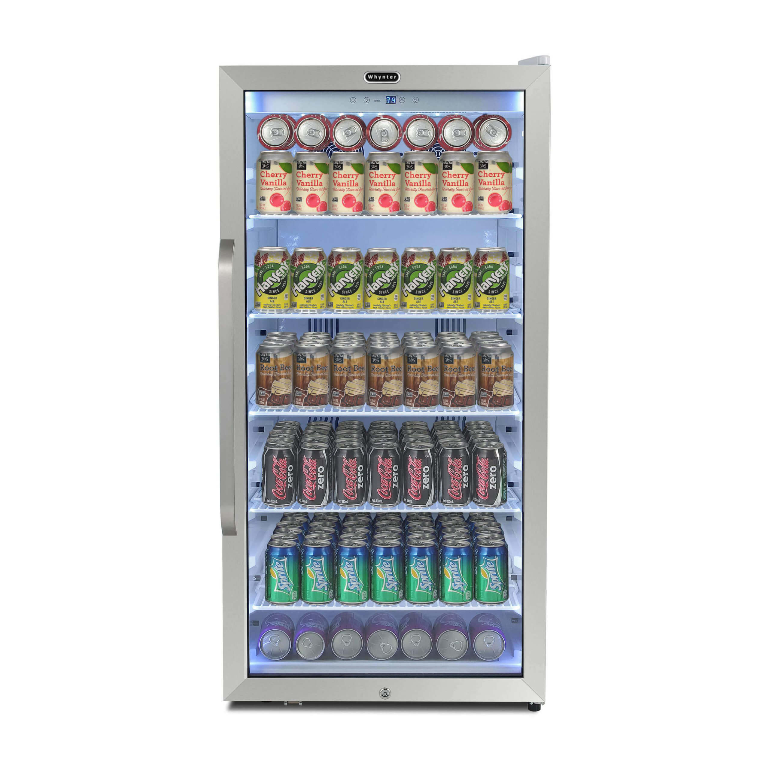 Whynter - Freestanding 8.1 cu. ft. Stainless Steel Commercial Beverage Merchandiser Refrigerator with Superlit Door and Lock – White | CBM-815WS Whynter - Freestanding 8.1 cu. ft. Stainless Steel Commercial Beverage Merchandiser Refrigerator with Superlit Door and Lock – White | CBM-815WS