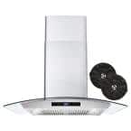 Cosmo - 30 in. Ductless Wall Mount Range Hood in Stainless Steel with Soft Touch Controls, LED Lighting and Carbon Filter Kit for Recirculating | COS-668WRCS75-DL