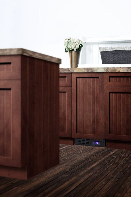 Summit All-Freezer Built-In 15" Wide Frost-Free All-Freezer for Built-in or Freestanding Use with Integrated Door Frame to Accept Overlay Panels, Digital Thermostat and Black Cabinet