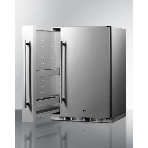 Summit All-Refrigerator Shallow Depth 24" Wide Outdoor Built-In All-Refrigerator With Slide-Out Storage Compartment Summit All-Refrigerator Shallow Depth 24" Wide Outdoor Built-In All-Refrigerator With Slide-Out Storage Compartment