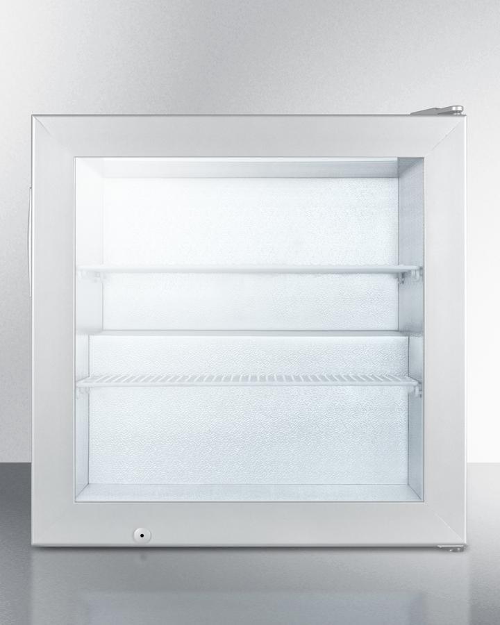 Summit Commercial Compact All-Freezer 24 Inch Countertop Display Freezer with 3.0 cu. ft. Capacity, 2 Removable Wire Shelves, Manual Defrost, Stabilized Cooling, Self-Closing Glass Door, Factory Installed Lock and LED Lighting Summit Commercial Compact All-Freezer 24 Inch Countertop Display Freezer with 3.0 cu. ft. Capacity, 2 Removable Wire Shelves, Manual Defrost, Stabilized Cooling, Self-Closing Glass Door, Factory Installed Lock and LED Lighting