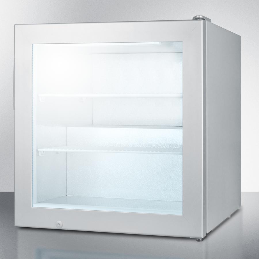 Summit Commercial Compact All-Freezer 24 Inch Countertop Display Freezer with 3.0 cu. ft. Capacity, 2 Removable Wire Shelves, Manual Defrost, Stabilized Cooling, Self-Closing Glass Door, Factory Installed Lock and LED Lighting Summit Commercial Compact All-Freezer 24 Inch Countertop Display Freezer with 3.0 cu. ft. Capacity, 2 Removable Wire Shelves, Manual Defrost, Stabilized Cooling, Self-Closing Glass Door, Factory Installed Lock and LED Lighting