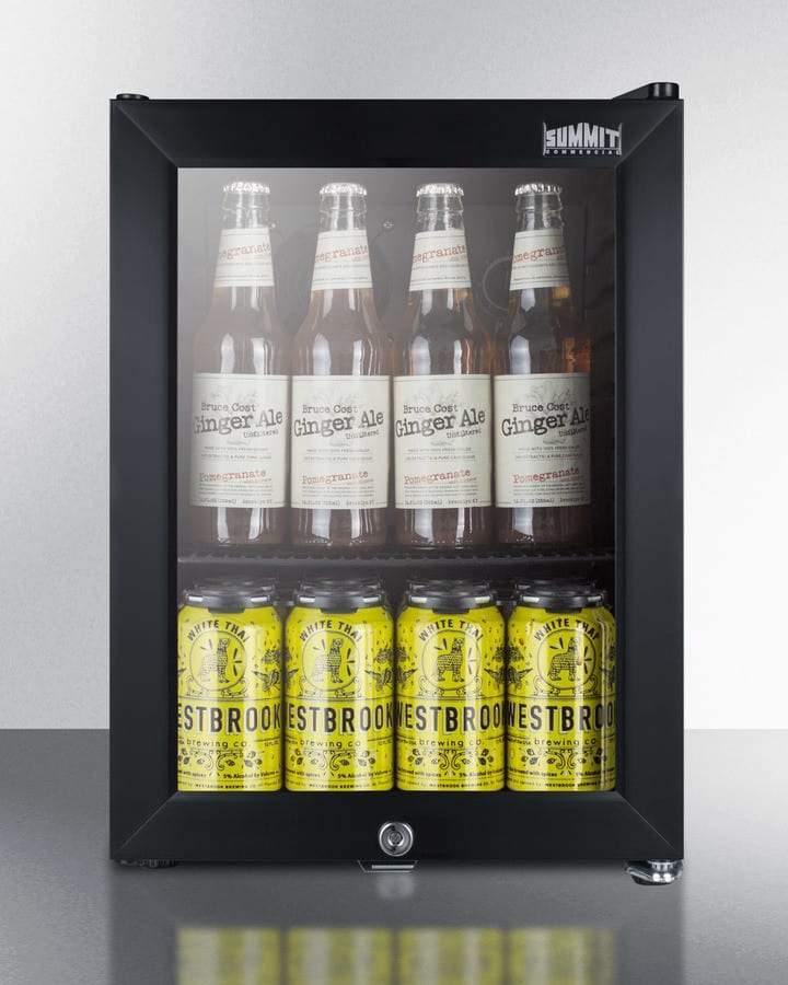 Summit Commercial Compact Beverage Center 14 Inch Compact Beverage Center with 0.85 Cu. Ft. (24L) Capacity, Double Pane Glass Door, Lock, Adjustable Wire Shelves, Internal Fan, Automatic Defrost, and 100% CFC Free Summit Commercial Compact Beverage Center 14 Inch Compact Beverage Center with 0.85 Cu. Ft. (24L) Capacity, Double Pane Glass Door, Lock, Adjustable Wire Shelves, Internal Fan, Automatic Defrost, and 100% CFC Free