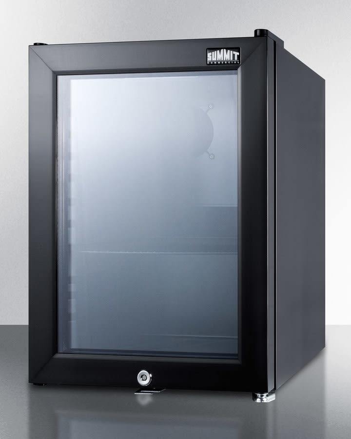 Summit Commercial Compact Beverage Center 14 Inch Compact Beverage Center with 0.85 Cu. Ft. (24L) Capacity, Double Pane Glass Door, Lock, Adjustable Wire Shelves, Internal Fan, Automatic Defrost, and 100% CFC Free Summit Commercial Compact Beverage Center 14 Inch Compact Beverage Center with 0.85 Cu. Ft. (24L) Capacity, Double Pane Glass Door, Lock, Adjustable Wire Shelves, Internal Fan, Automatic Defrost, and 100% CFC Free