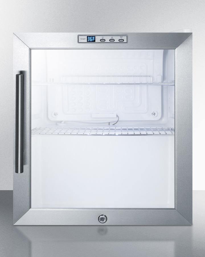 Summit Commercial Compact Beverage Center 17 Inch Commercial Undercounter Refrigerator with Adjustable Chrome Shelves, Double Pane Tempered Glass Door, Digital Thermostat, Door Lock, LED Lighting, Automatic Defrost and Professional Handle: Stainless Steel Cabinet Summit Commercial Compact Beverage Center 17 Inch Commercial Undercounter Refrigerator with Adjustable Chrome Shelves, Double Pane Tempered Glass Door, Digital Thermostat, Door Lock, LED Lighting, Automatic Defrost and Professional Handle: Stainless Steel Cabinet
