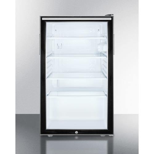 Summit Commercial Freestanding Beverage Center 20 Inch Undercounter Commercial Refrigerator with Glass Door, 3 Adjustable Glass Shelves, Dial Thermostat, Automatic Defrost, Door Lock, Interior Lighting and Hospital Grade Cord with 'Green Dot' Plug: Vertical Handle Summit Commercial Freestanding Beverage Center 20 Inch Undercounter Commercial Refrigerator with Glass Door, 3 Adjustable Glass Shelves, Dial Thermostat, Automatic Defrost, Door Lock, Interior Lighting and Hospital Grade Cord with 'Green Dot' Plug: Vertical Handle