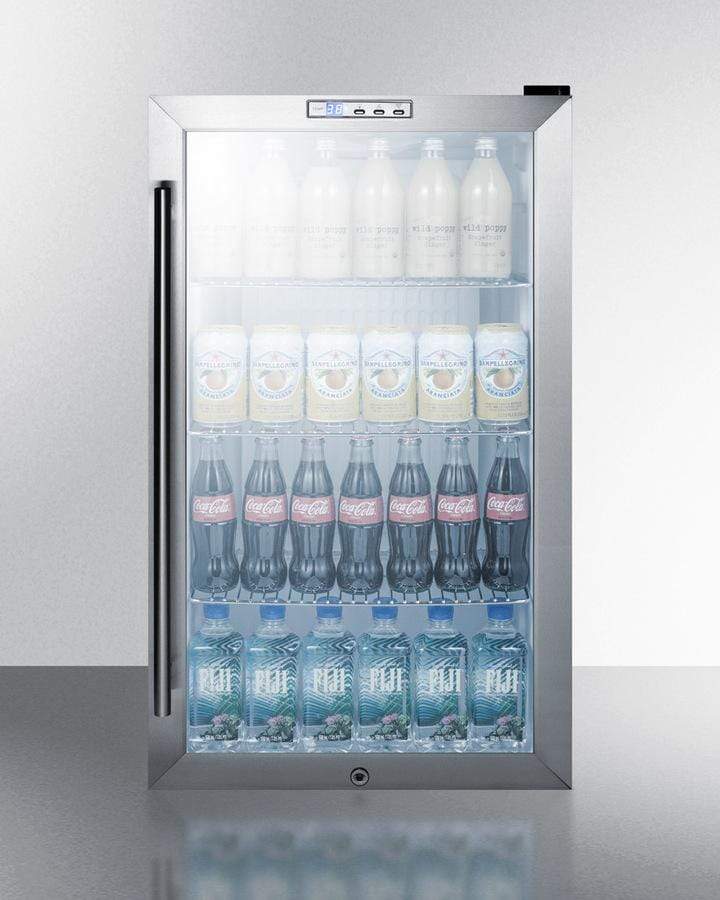 Summit Commercial Freestanding Beverage Center Summit Commercial Series SCR486LCSS 19 Inch Commercial Beverage Center with 3.35 cu. ft. Capacity, 4 Adjustable Wire Shelves, LED Lighting, Digital Thermostat, Door Lock, Professional Handle and Automatic Defrost: Freestanding, Stainless Steel Cabinet Summit Commercial Freestanding Beverage Center Summit Commercial Series SCR486LCSS 19 Inch Commercial Beverage Center with 3.35 cu. ft. Capacity, 4 Adjustable Wire Shelves, LED Lighting, Digital Thermostat, Door Lock, Professional Handle and Automatic Defrost: Freestanding, Stainless Steel Cabinet