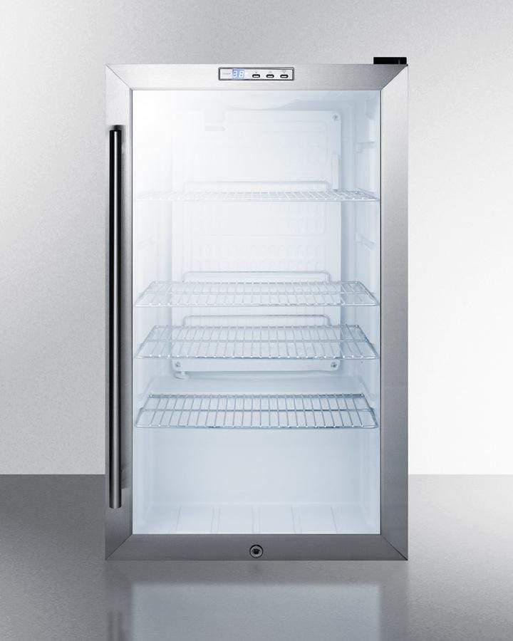 Summit Commercial Freestanding Beverage Center Summit Commercial Series SCR486LCSS 19 Inch Commercial Beverage Center with 3.35 cu. ft. Capacity, 4 Adjustable Wire Shelves, LED Lighting, Digital Thermostat, Door Lock, Professional Handle and Automatic Defrost: Freestanding, Stainless Steel Cabinet Summit Commercial Freestanding Beverage Center Summit Commercial Series SCR486LCSS 19 Inch Commercial Beverage Center with 3.35 cu. ft. Capacity, 4 Adjustable Wire Shelves, LED Lighting, Digital Thermostat, Door Lock, Professional Handle and Automatic Defrost: Freestanding, Stainless Steel Cabinet