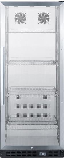 Summit Commercial Full Sized Beverage Center 11.0 cu. ft. Beverage Merchandiser with Adjustable Chrome Shelves, Automatic Defrost, Door Alarm, Recessed LED Lighting, Door Lock and Stainless Steel Interior