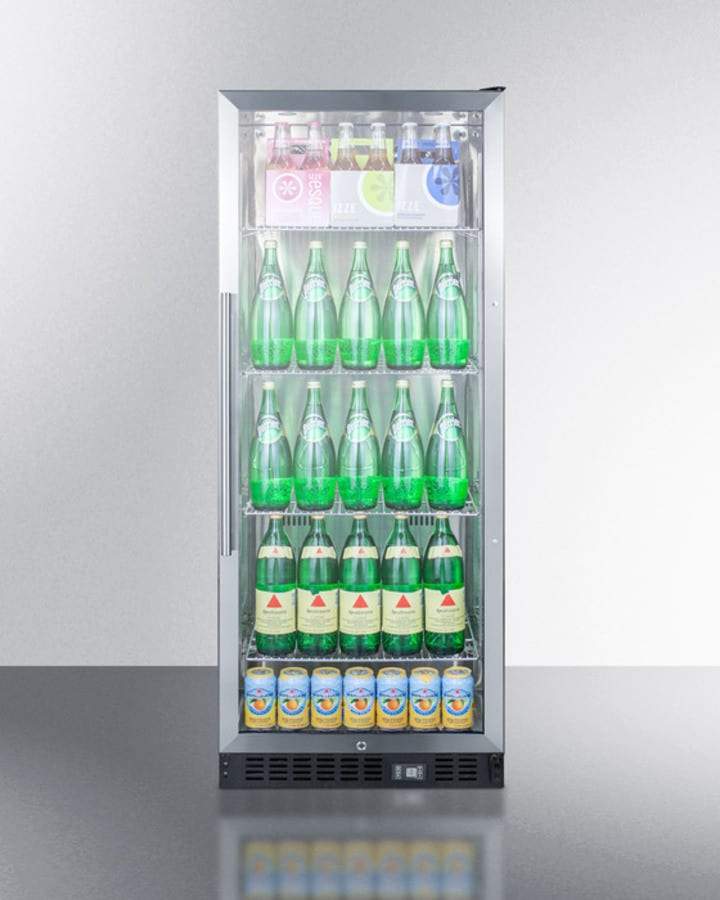 Summit Commercial Full Sized Beverage Center 24 Inch Freestanding Commercial Refrigerator with 11.0 cu. ft. Capacity, 4 Adjustable Chrome Shelves, Digital Thermostat, LED Lighting, Self-Closing Door, Factory Installed Lock and Automatic Defrost Summit Commercial Full Sized Beverage Center 24 Inch Freestanding Commercial Refrigerator with 11.0 cu. ft. Capacity, 4 Adjustable Chrome Shelves, Digital Thermostat, LED Lighting, Self-Closing Door, Factory Installed Lock and Automatic Defrost