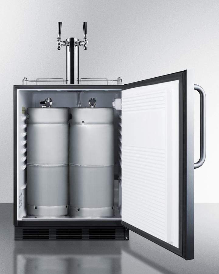 Summit Commercial Undercounter, ADA Beer Dispenser 24 Inch Built In Commercial Beer Dispenser with 5.5 Cu. Ft. Capacity, Holds up to (2) 1/6 Kegs, Complete Dual Tap Kit, Adjustable Thermostat, 100% CFC Free, and ADA Compliant Summit Commercial Undercounter, ADA Beer Dispenser 24 Inch Built In Commercial Beer Dispenser with 5.5 Cu. Ft. Capacity, Holds up to (2) 1/6 Kegs, Complete Dual Tap Kit, Adjustable Thermostat, 100% CFC Free, and ADA Compliant