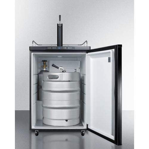 Summit Freestanding Beer Dispensers 24 Inch Freestanding Beer Dispenser with Half Keg Capacity, Single Sanke Tap, Deep Chill Function, Draft Arm, Regulator, 5 lb. CO2 Tank and Casters Included: Black Summit Freestanding Beer Dispensers 24 Inch Freestanding Beer Dispenser with Half Keg Capacity, Single Sanke Tap, Deep Chill Function, Draft Arm, Regulator, 5 lb. CO2 Tank and Casters Included: Black