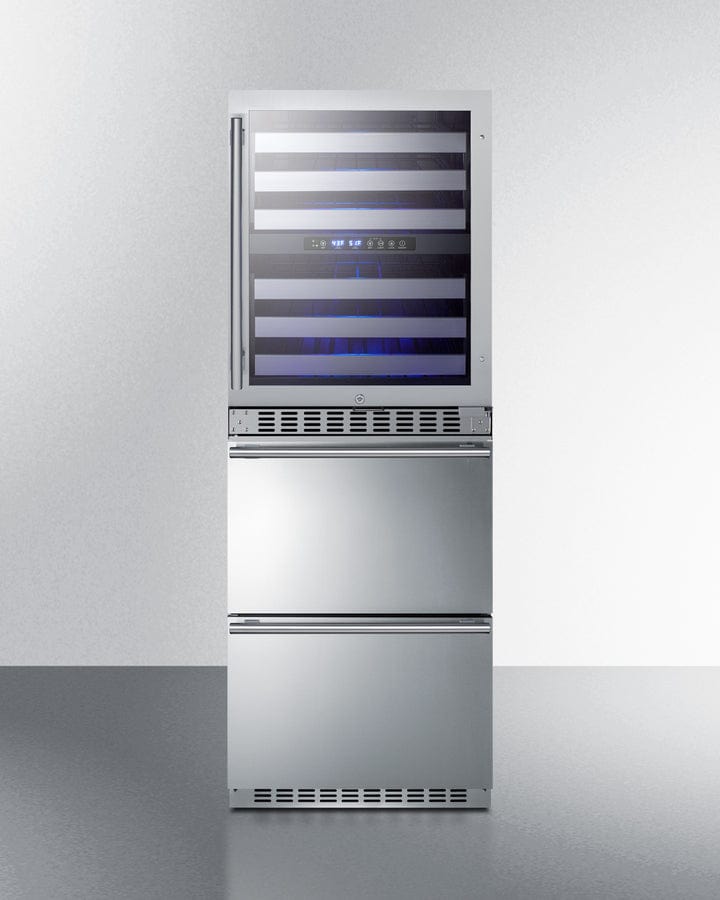 Summit Full Size Wine Cellars Summit® 24" Stainless Steel Wine Cooler and Refrigerator Drawers - SWCDAR24 Summit Full Size Wine Cellars Summit® 24" Stainless Steel Wine Cooler and Refrigerator Drawers - SWCDAR24